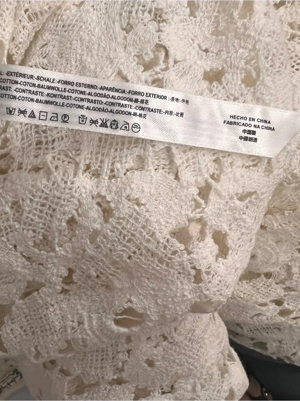 Free People (intimates) Cream Lace Open-Front Kimono Cardigan/ Robe Size M